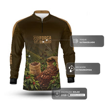 Carregar imagem no visualizador da galeria, Camisa Agro Brk Força do Agro Café com Proteção UV50+ Marrom
